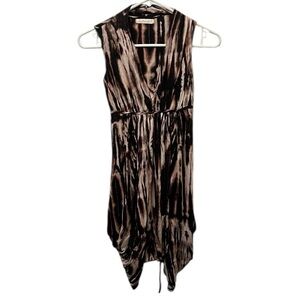 Testament Brown & Ivory Asymmetrical Sleeveless Sundress